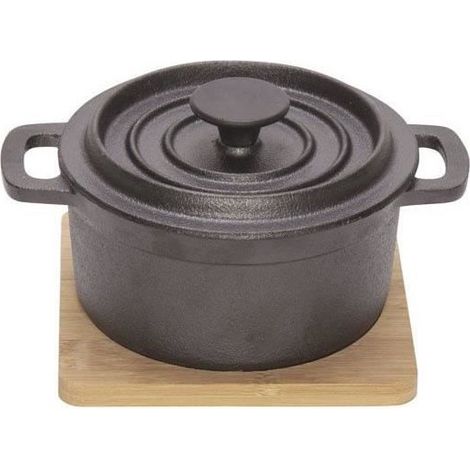 Soupière en fonte avec base en bois - 135x105(H)80mm - Finedine (1/3)
