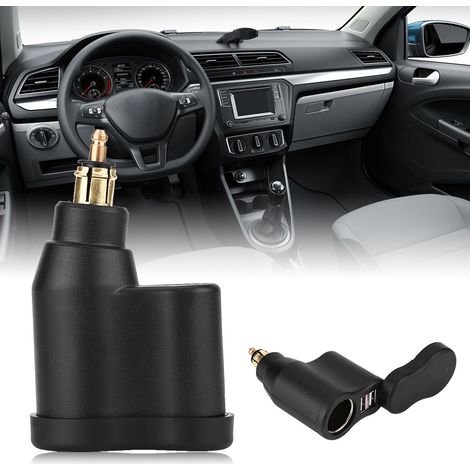 Chargeur allume-cigare USB double prise standard européenne BMW pour moto et voiture avec indicateur LED bleu 12V-24V (1/5)