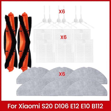 Accessoires de rechange pour aspirateurs S20 D106 E12 E10 B112 : brosse principale, filtre HEPA et chiffon de nettoyage. (1/5)