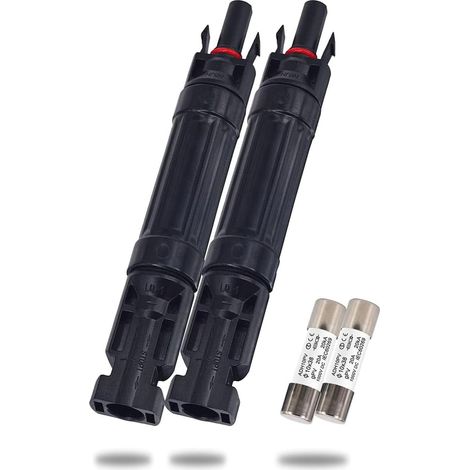 Lot de 2 Connecteurs Fusibles Solaires 10A,Porte-Fusible PV 1000V IP67 Étanche,Protection en Ligne pour Panneaux Solaires,Compatible Câble 2,5-6 mm² (1/5)