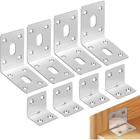 Connecteur angulaire en acier inoxydable 8pcs support angulaire en bois connecteur angulaire 304 en acier inoxydable perforé Structure Angulaire toit en bois, garage, gazebo (1/5)