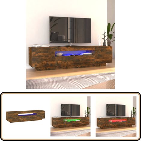 Meuble TV avec lumières LED Chêne fumé 160x35x40 cm - Meubles Tv - Meuble Tv Led - Meuble Tv Avec Éclairage - Meuble Tv Design - Meuble Tv Moderne (1/5)