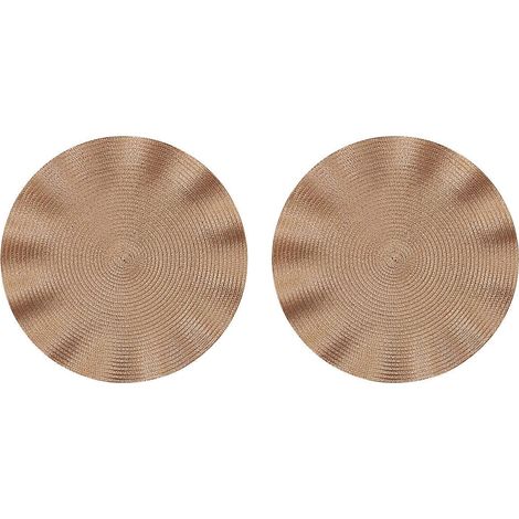 Lot de 2 sets de table de cuisine résistants, luxueux et à volants, pour dîners et usage quotidien, couleur champagne. (1/5)