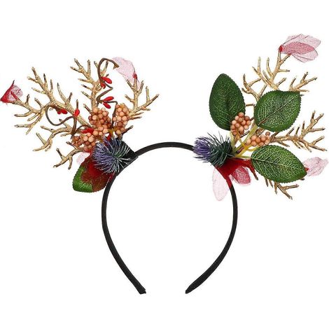Hübsches Hirschgeweih-Haarband im Vintage-Stil mit Blumenmuster, für Frauen und Mädchen, ideal für Halloween und Weihnachten. (1/5)