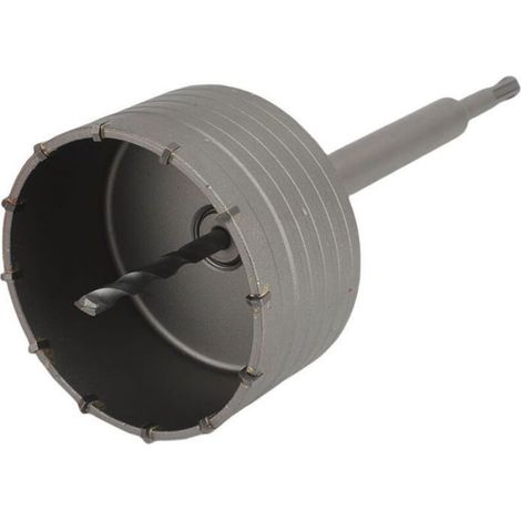 Foret Scie Cloche - 105 mm - Acier Tungstène Allié - Pour Béton Pierre Brique - Kit Complet avec Tige 200 mm et Foret Pilote 110 mm (1/4)