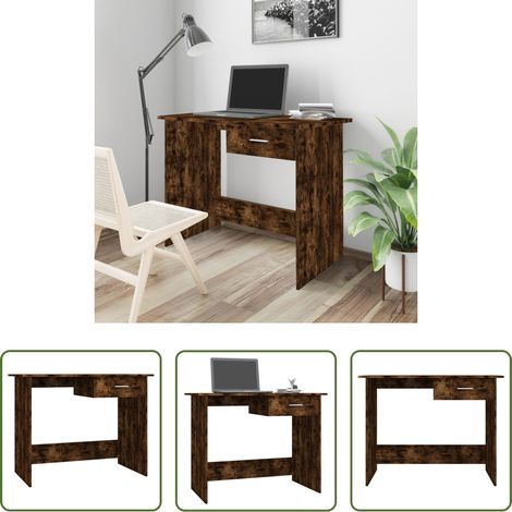 vidaXL Bureau multifonctionnel - Bureau Chêne fumé 100x50x76 cm Bois d'ingénierie (1/5)