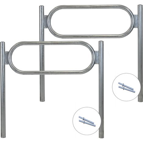 2x Fahrradanlehnbügel 115 x 124 cm Stahl feuerverzinkt Ø 60 mm Einbetonieren Fahrradständer Typ O (1/5)