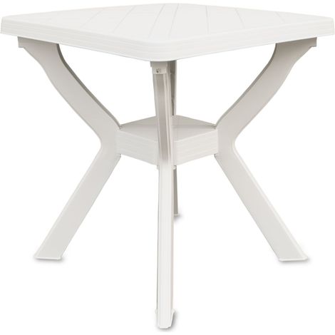 Kunststoff Gartentisch quadratisch 70 cm - weiß - Campingtisch im klassischen Design - Balkontisch Terrassentisch Oudoor Garten Tisch Außenbereich
