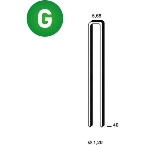 5 000 Agrafes E-40 - Galvanisées Résinées - 5.66x40x1.2 mm - D-Work