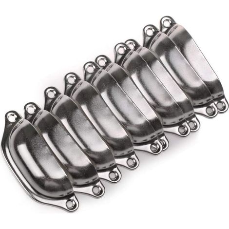 Juego de 10 tiradores de puerta, 98 mm, decorativos para muebles, cajones, tiradores de muebles vintage, pomos de muebles, tiradores de puerta con forma de concha con tornillos – plata - Crezuo