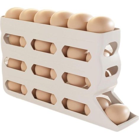 Plateau à œufs pour réfrigérateur. Support à œufs à roulettes. Pour un réfrigérateur plus ordonné. Fonction de roulement automatique. Contient 30 œufs. Blancs d'œufs uniquement. (1/5)