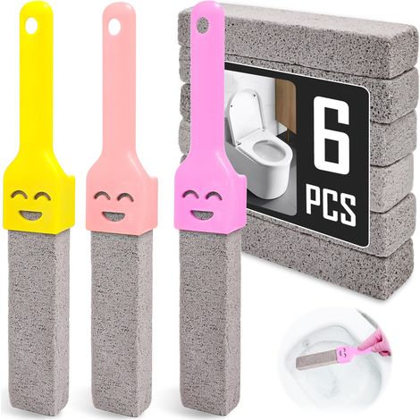Lot de 6 Produits de Nettoyage pour Toilettes en Pierre Ponce avec 3 Poignées, Bloc de Nettoyage WC en Pierre Ponce, Nettoyant pour Toilettes, Lavabo, Salle de Bain, Baignoire (1/5)