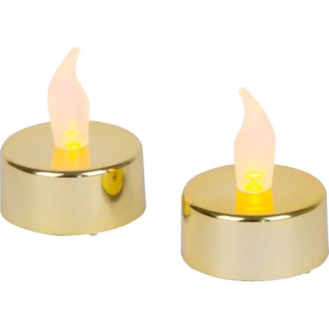 Kerzen MagicHome Weihnachten, LED Tee, Set 2 Stk., golden, für Grab, bewegliche Flamme (1/4)