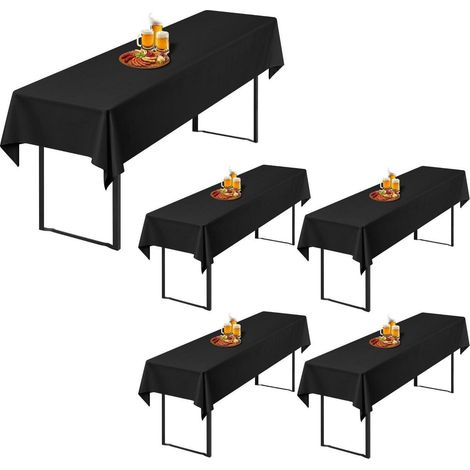 Biertischhussen 5 Stück Schwarz 250x100cm Polyester, waschbar, knitterfrei
