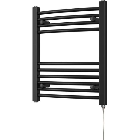 Zennor - Black Electric Towel Rail H600mm x W500mm Curved 200w Standard (1/3)
