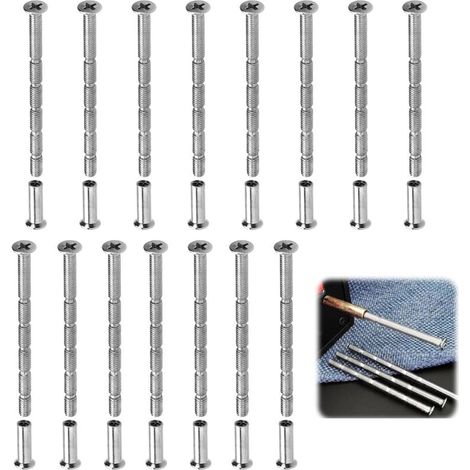 Lot de 15 vis de poignée de porte M4, acier inoxydable, avec manchons, pour portes, tiroirs et armoires (1/2)