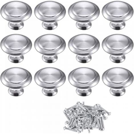 Lot de 12 Bouton de Meuble Bouton Porte Cuisine Rond Boutons de Porte Alliage de Zinc Bouton Porte Placard Chromé Poli Bouton Porte Poignée Cuisine (1/5)