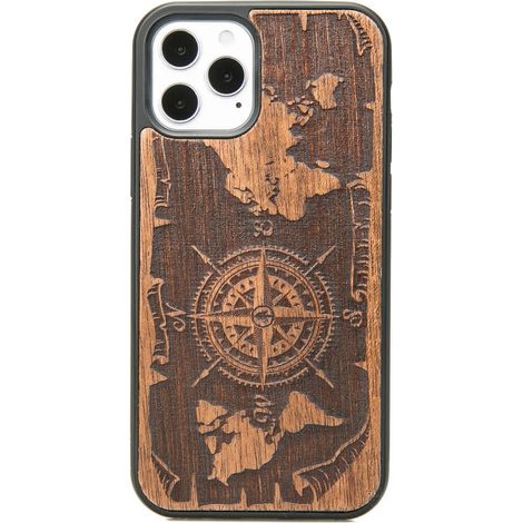 Coque en bois pour iPhone 12 / 12 Pro ROSE DES VENTS MERBAU (1/4)
