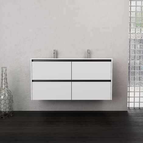 Inda - Mobile bagno L.120 con doppio lavabo opaco / Bianco opaco