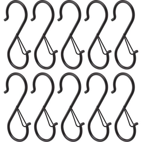 Lot de 10 crochets en forme de S avec boucle de sécurité pour placard, cuisine et maison. (1/5)