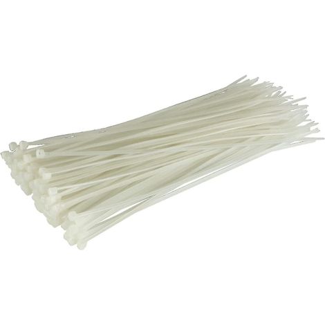 Lange, robuste silberne Kabelbinder, 370 mm x 4,8 mm, 100er-Packung, aus hochwertigem Nylon, 120 mm x 2,5 mm Reißverschluss, weiß