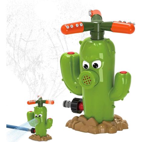 Arroseur rotatif en forme de cactus avec tuyau flexible – Accessoire pour tuyau d'arrosage extérieur, idéal pour arroser la pelouse, jouer dans l'eau en été et s'amuser lors d'anniversaires. (1/5)