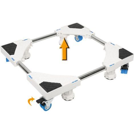Base de machine à laver blanche - quatre pieds et quatre roues doubles - rotation à 360 degrés - capacité de charge de 600 kg - convient aux sèche-linge, aux machines à laver et aux congélateurs (1/5)