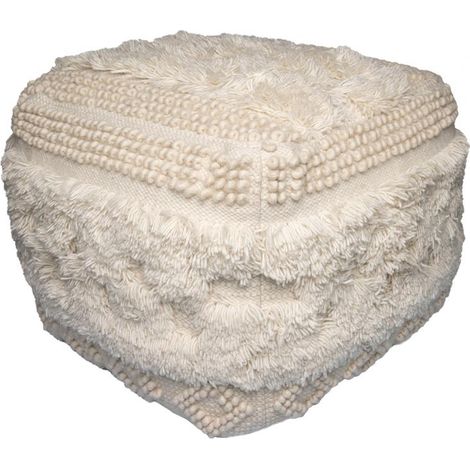 Tabouret semi artisanal en laine ZAKi 50x50 naturel (1/3)