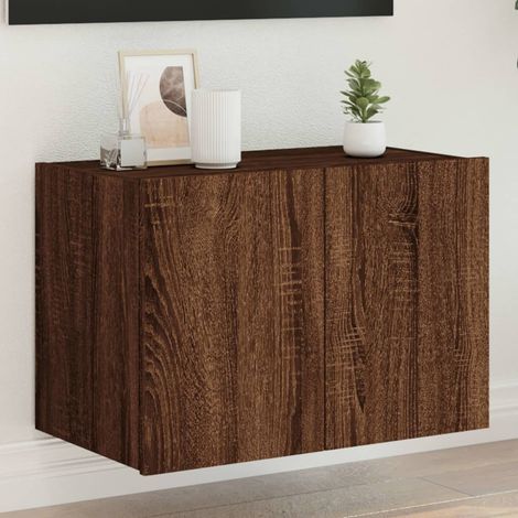 Meuble TV mural avec LED-Banc TV-Meuble Télé chêne marron 60x35x41 cm 595506 (1/5)