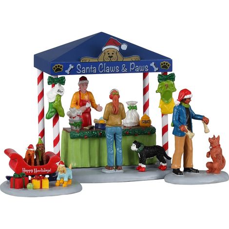 Decorazione "Babbo Natale e cuccioli" per Villaggio di Natale e presepe, in Resina da h 8,5 cm (1/4)