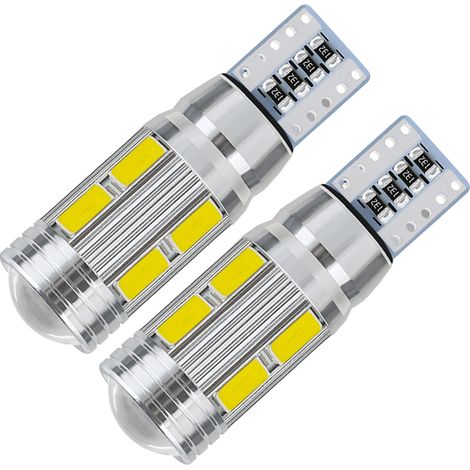 (Exclusivité Mexique) (Pas d'échantillon, traitement uniquement) 2 décodeurs LED pour feux de stationnement T10 5730 5630 10SMD, éclairage de plaque d'immatriculation, liseuse, éclairage de voiture bl (1/5)