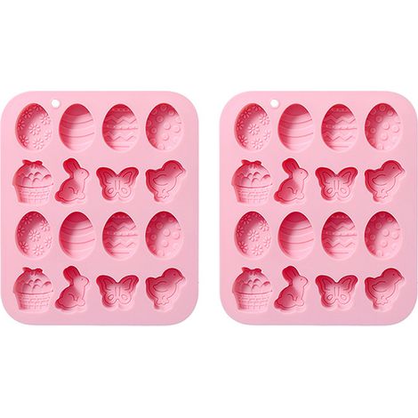 Moule En Silicone Pour Chocolat Et Gateau - Forme De Lapin Et Papillon Theme De Paques - 14.8 X 12.5 X 1.2 Cm - 2 Unites (1/5)