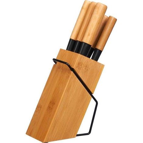 Set di coltelli da cucina Kinvara 6 pezzi in bambù acciaio ergonomico (1/3)