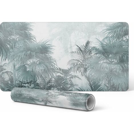 Alfombrilla protectora antideslizante para escritorio con estampado de niebla tropical, 90x45 cm.