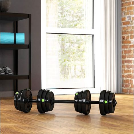 2-in-1-Hantelset 25 kg, in Langhantel umwandelbar, rutschfest, schwarz und grün HAVRYA (1/5)