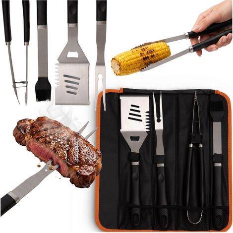 Set GoGarden 4 in 1 composto da pinze per griglia, utensili per griglia in acciaio e custodia. (1/5)