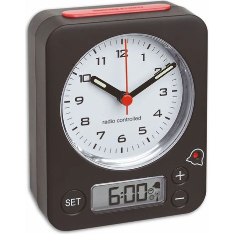 Radio-réveil analogique avec alarme numérique précise à la minute près, COMBO 60.1511.01.05 TFA Dostmann (1/4)