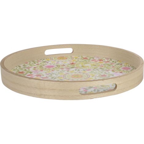 Decoris Tablett Ø 35 x 4 cm weiß-bunt