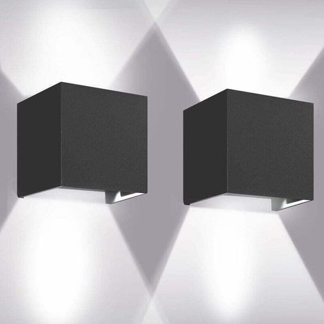 Outdoor wall light LED wall lights 12W, 2 pieces 6000K LED wall light outdoor/indoor, adjustable outdoor wall light, anti-water IP65 indoor wall lamp for bedroom home hallway living room (1/5)