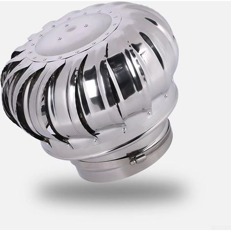 Hotte de cheminée rotative en acier inoxydable non alimentée par boule de vent et dispositif d'évacuation de fumée - Ventilateur étanche à la pluie (Ø 160 mm) (1/4)