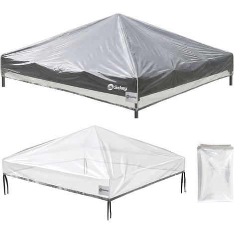 Sekey Pavillon Schutzhülle Ersatzdach 3x3m Transparent Wasserfest 270g/m² Regenschutz Plane für Gartenzelt (1/5)