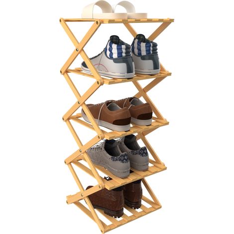 Étagère à Chaussures à 5 Niveaux, Meuble à Chaussures Couleur du bois (1/5)