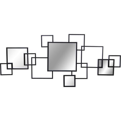 Miroir mural design en métal noir élégant - Métal noir mat