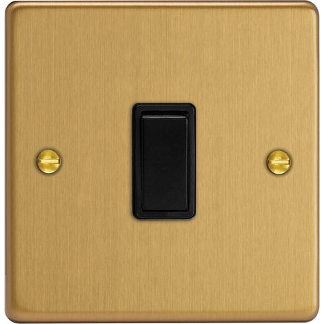 Varilight 1-Gang 10A Rocker Switch 1- or 2-Way, Brushed Brass Finish