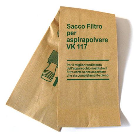 10 Sacchetti Filtro Compatibili con Vorwerk Folletto Vk116 Vk117