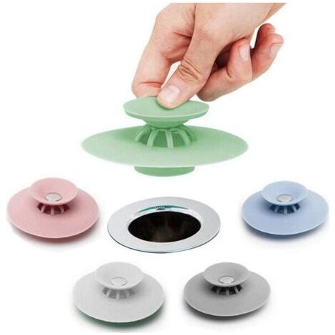 BUNTHAUS Lot de 5 bouchons de vidange en silicone – Filtrant 2 en 1 pour baignoire et évier – Non toxique et lavable – Compatible avec la plupart des installations