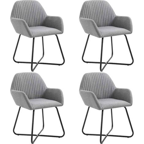 vidaXL Sillas de comedor 4 unidades tela gris claro (1/5)