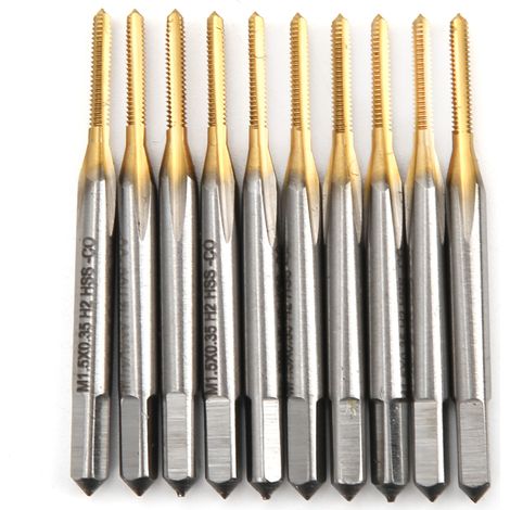 10 pièces Tarauds M1,5x0,35 HSS Standard Japonais pour Réparation Vélo et Fabrication Mécanique (1/5)