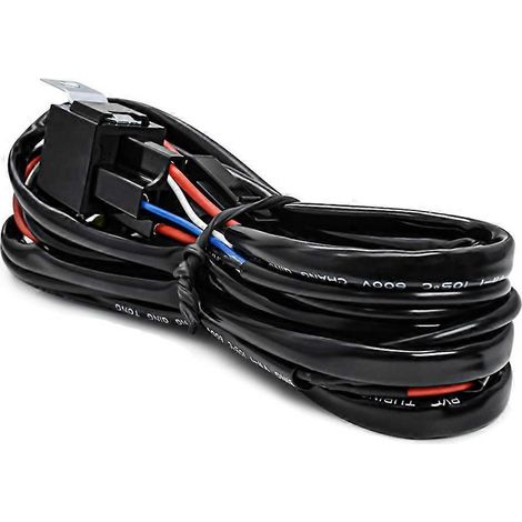 Kit de câblage pour barre lumineuse LED 16 AWG - 2 fils, interrupteur marche/arrêt 12 V, relais d'alimentation et fusible pour feux de travail et éclairage tout-terrain (1/5)