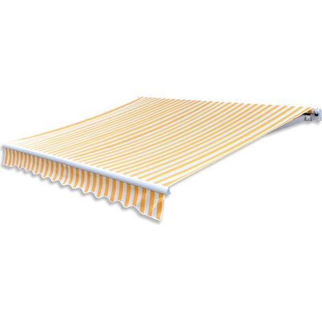 FIMEI Tissu d'auvent Jaune tournesol/blanc 4x3 m (cadre non inclus) (1/5)